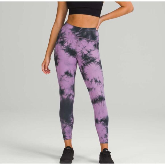 Lululemon Power Thru High-Rise Tight 25"Over Tie Dye Wisteria Purple Size 4 - Picture 2 of 10